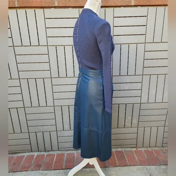 Ted Baker Alltaa Knitted Bodice Pleather Skirt Dress